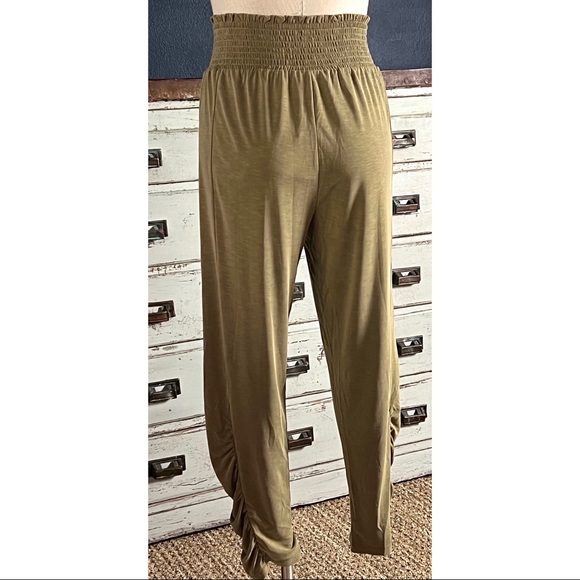 Anthropologie Saturday Sunday Ruched Tapered Green Pants S - Picture 9 of 13